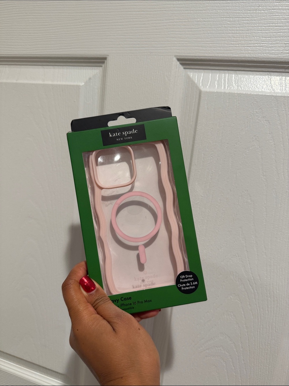 iPhone 16 Pro Max - Kate Spade Light Pink Trim Wavy Case
